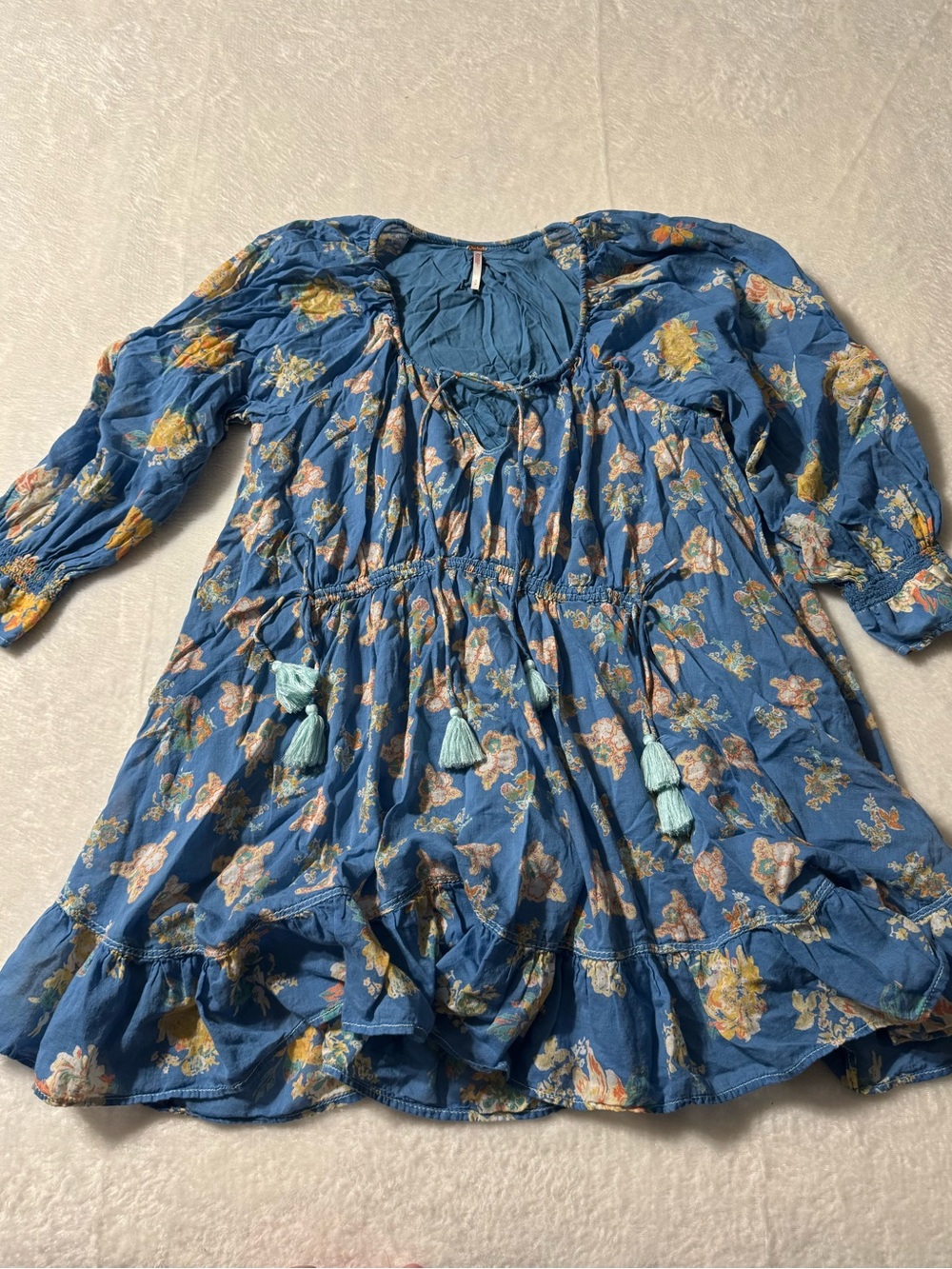 Free People Boho Floral Tassel Dress